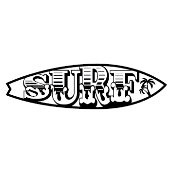 Sticker planche de surf vague et palmier